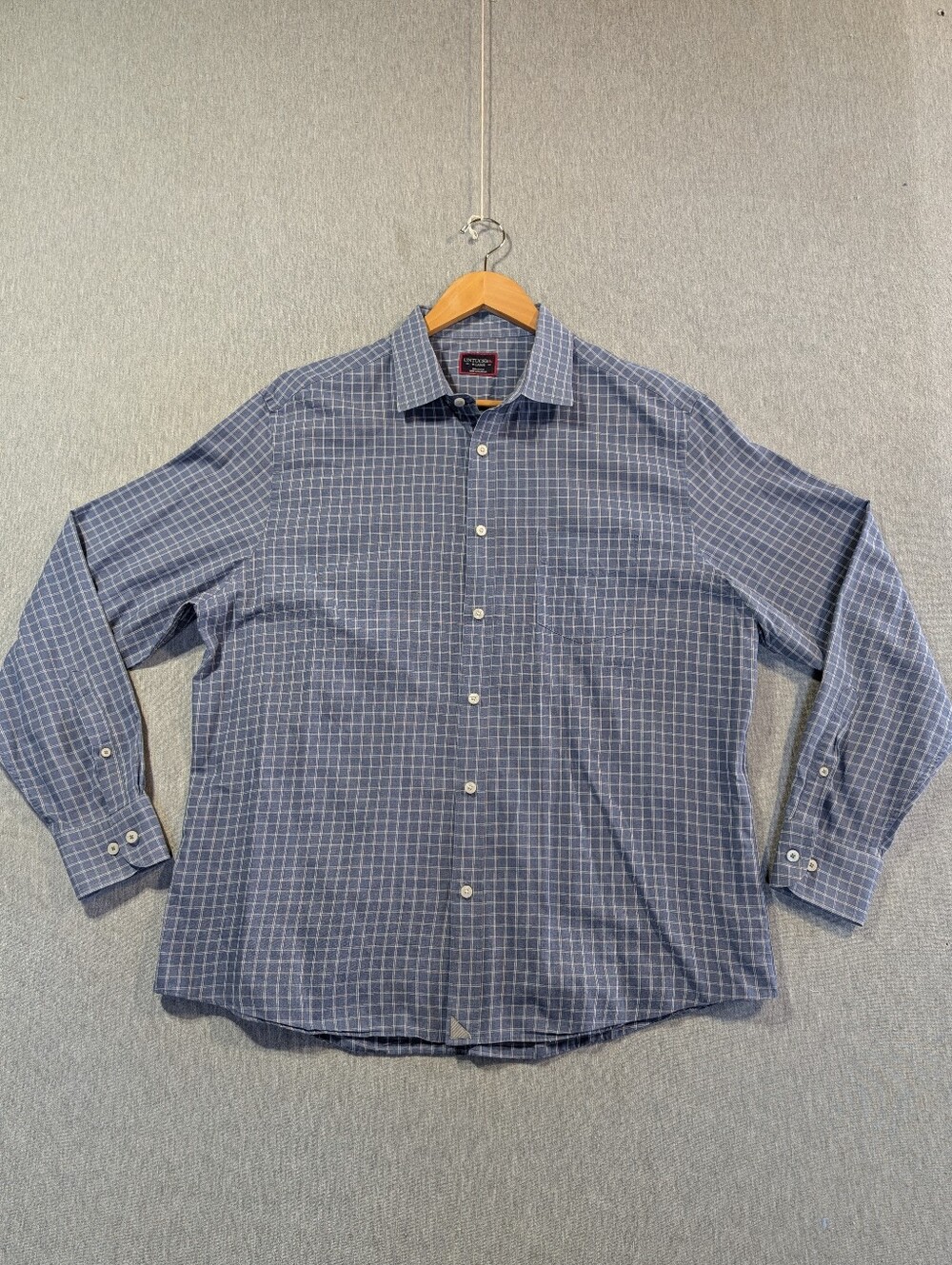 UNTUCKit Bouton Wrinkle Free Button Shirt Men's XL Blue White Plaid